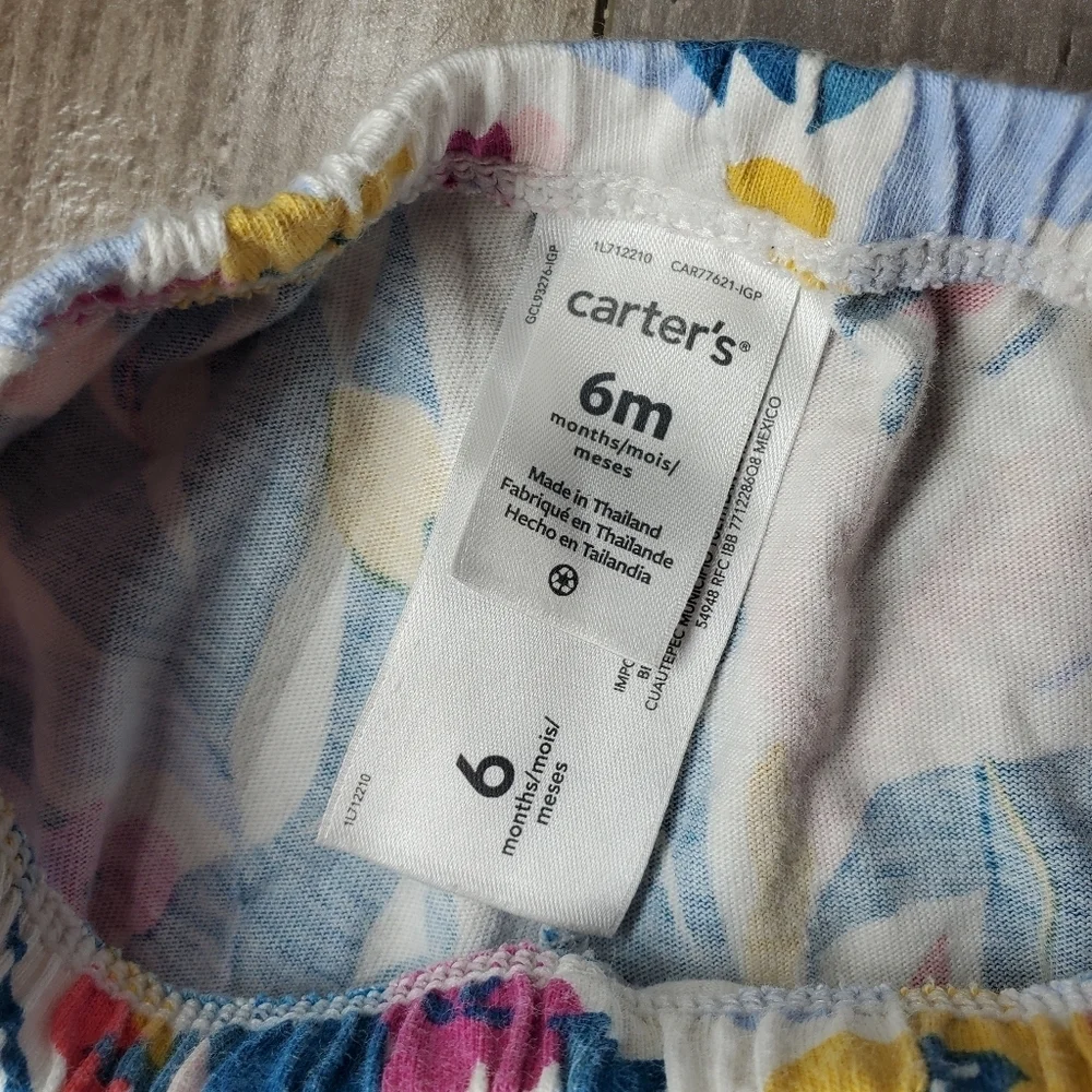 Carter's Colorful Matching Summer Outfit Baby Girl Size 6m 100% Cotton 2Pc NWOT